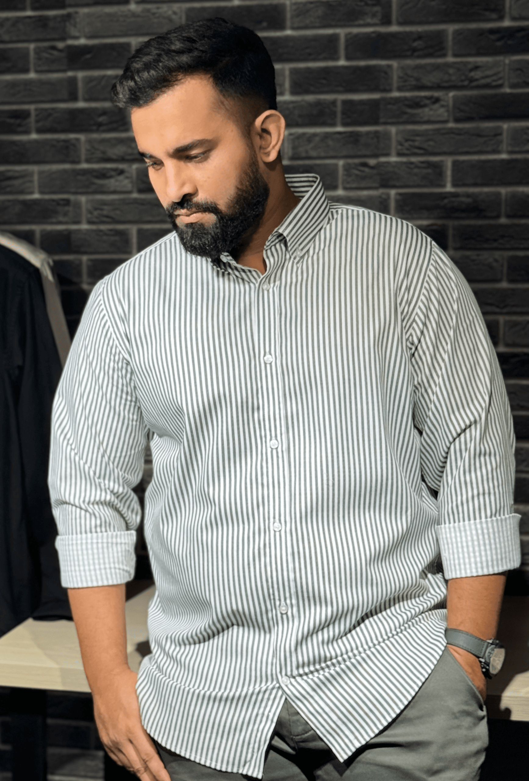 White Colour Black Check Full Slevee Casual Shirt